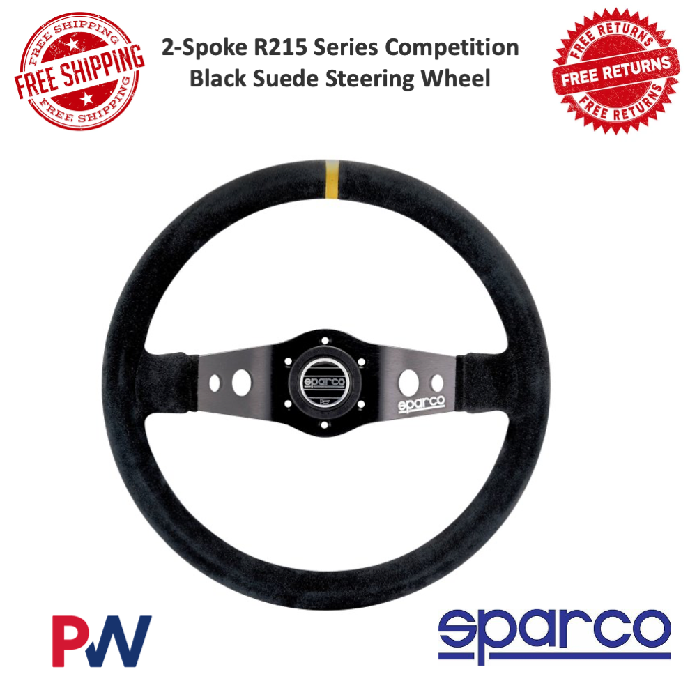 Sparco 2-Spoke R215 Series Competition Black Suede Steering Wheel