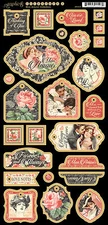 Graphic45 MON AMOUR Decorative Chipboard  (26) PCS scrapbooking VINTAGE LOVE