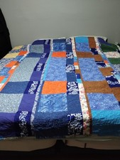 Vintage Hand Made Machine Sewn Patch Work Quilt 89 x 86 Queen