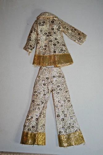 Amazing Vintage Mod 70s Shillman Maddie Mod Golden Lurex metallic Pantsuit set