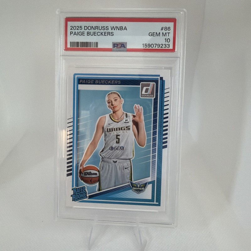 Paige Bueckers - 2025 Panini Donruss Rated Rookie #86 (RC). PSA 10 GEM. Wings!