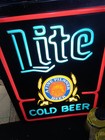 Vintage Miller Lite 1982 Beer Back Lighted Bar Sign Light Man Cave *No Cracks*