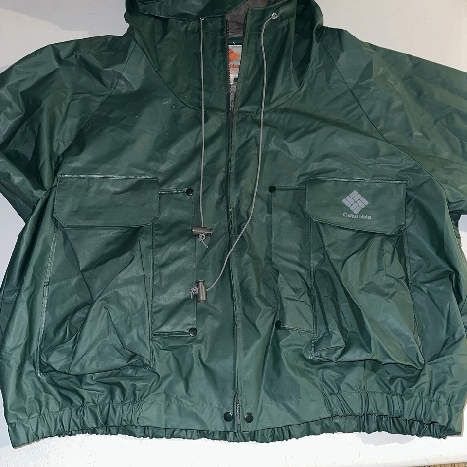Vintage Columbia Wading Fly Fishing Jacket Hooded Waterproof PVC Sz XXL - Image 4 of 4