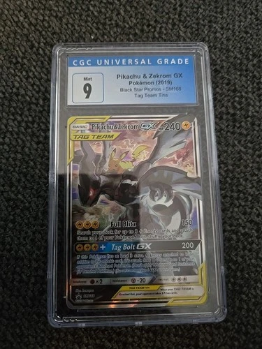 2019 Pikachu & Zekrom GX SM168 Sm Holo CGC 9 BLUE LABEL