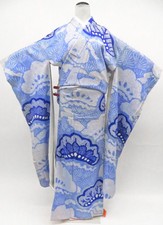 Japanese Vintage Kimono Furisode Silk All-Shibori Classical Pattern eb-1312