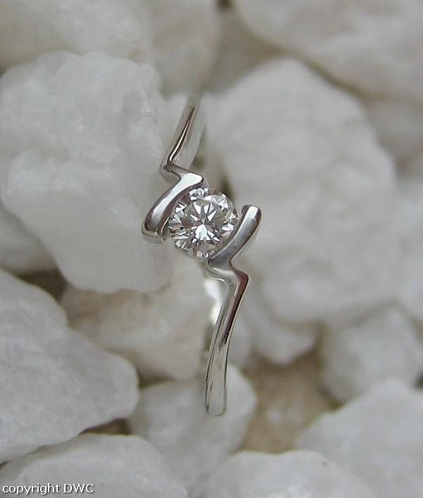 Ring mit Brillant Solitär Diamant Brillanten in 900 er Platin 48 - Bild 2 von 4