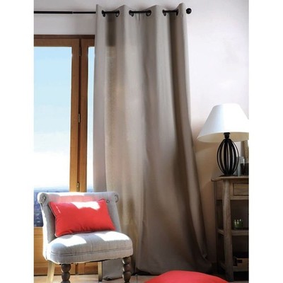 A panneau de curtain translucent with eyelets color linen