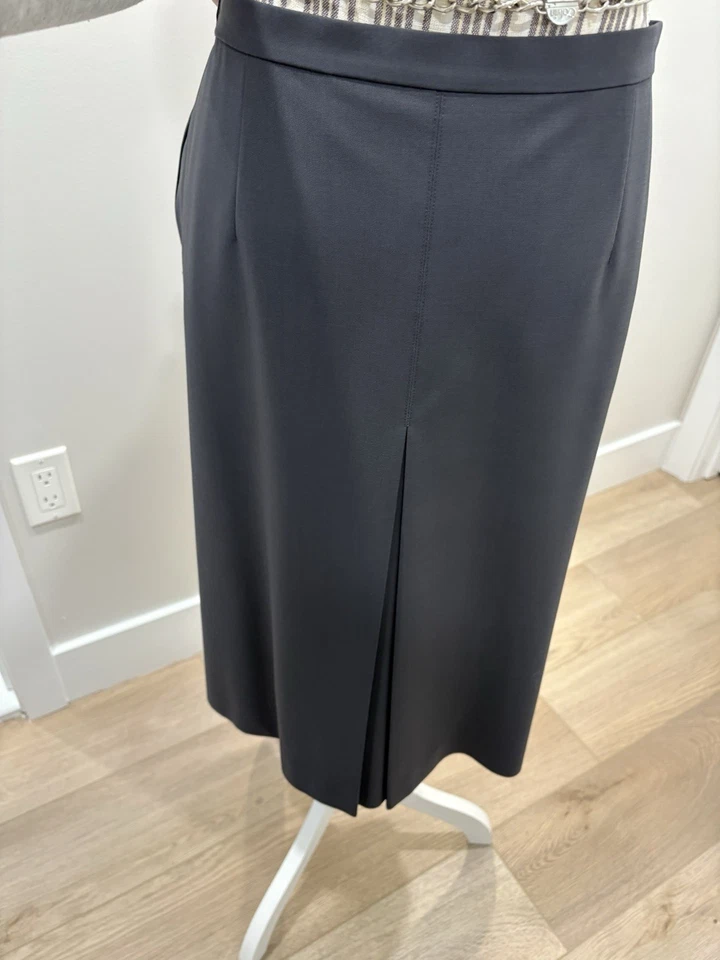 Theory Womens Zip Lined Pleated Wool Blend Mid Length Skirt Gray Size 12 - Image 4 of 4