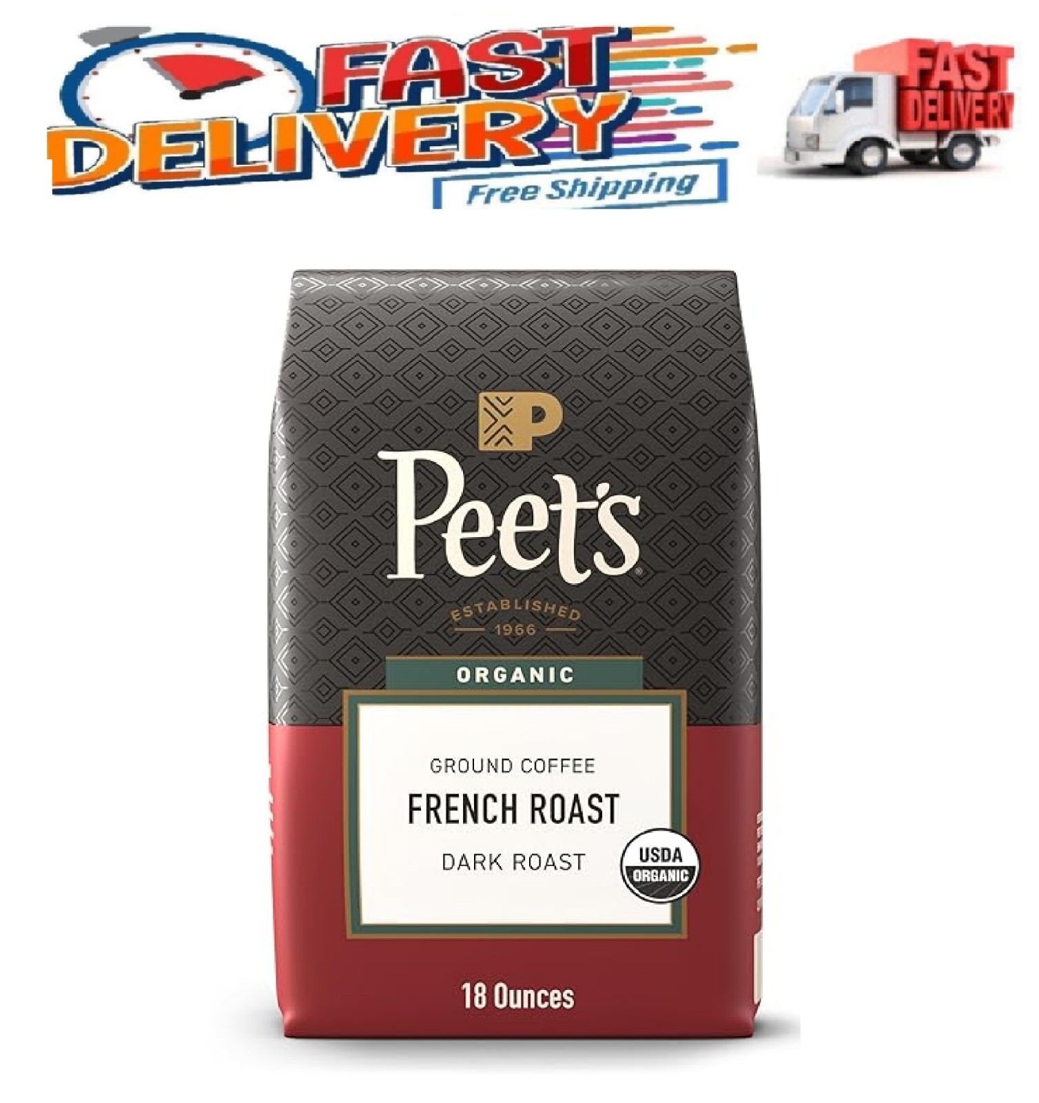 Peet's Coffee, USDA Organic Dark Roast Ground Coffee - Frenc
