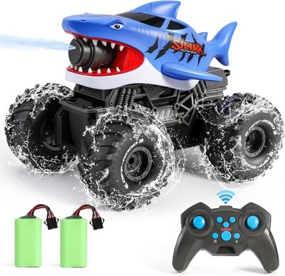 Amphibious Remote Control Shark Monster Truck Squirt Water,4Wd All-Terrain Off-R