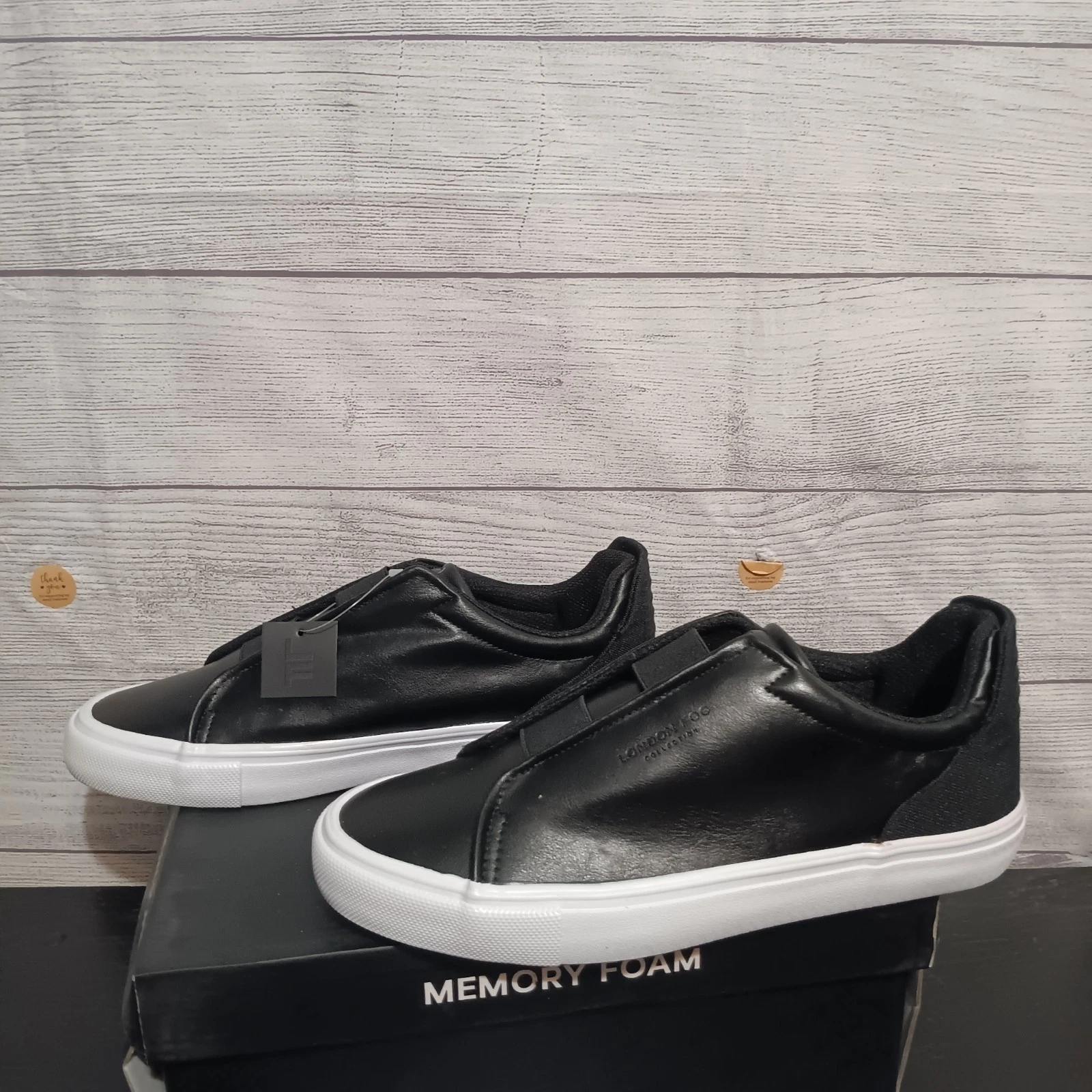 London Fog Francis Men’s Black Slip-On Sneakers Size 9.5M Memory Foam Comfort...