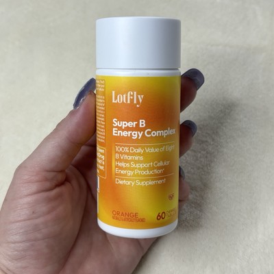 LOTFLY Super B Energy Complex - 60 Chewable Tablets- Daily Value Of 8 B Vitamins