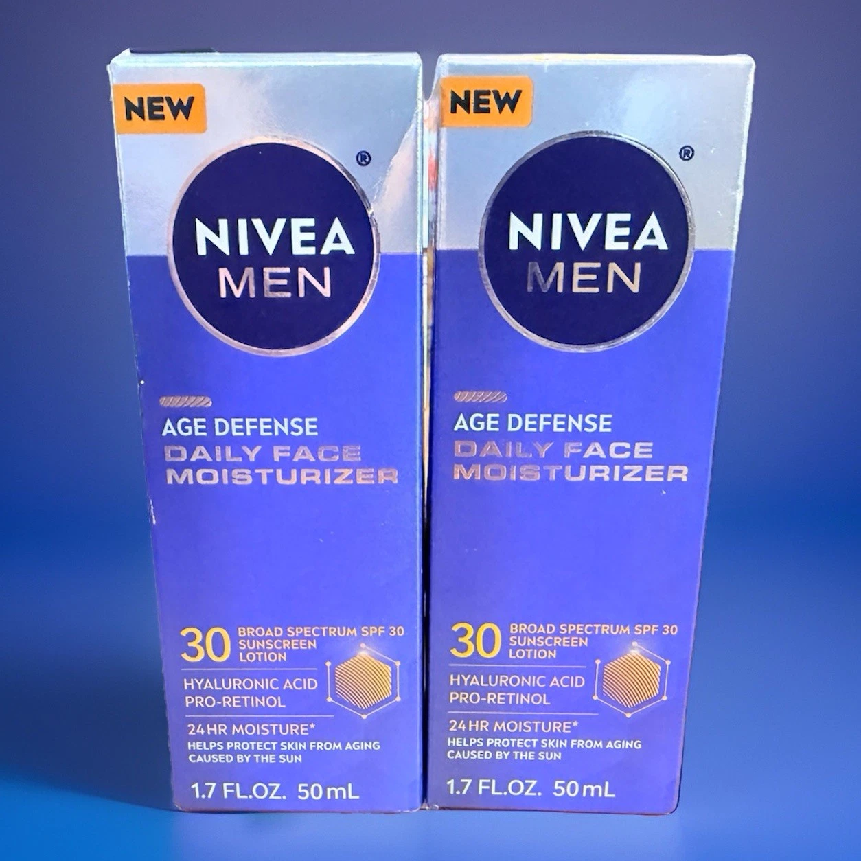 2 Pack Nivea Men Age Defense Daily Face Moisturizer Retinol Hyaluronic Acid 100m