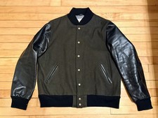 Vintage Golden Bear Varsity Jacket Olive/Black Leather Sleeves Men s XL/L Wool