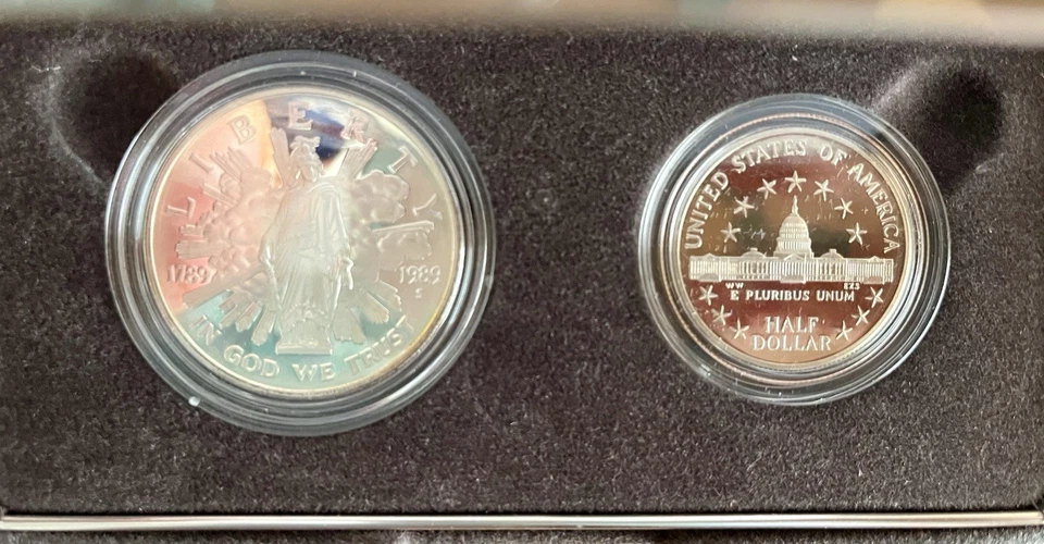 1989-S United States Congressional Bicentennial Coins Proof Silver $1, Clad Half - Image 2 of 4
