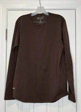 BYLT Premium Basics Mens Lux Long Sleeve Shirt Brown Medium Read
