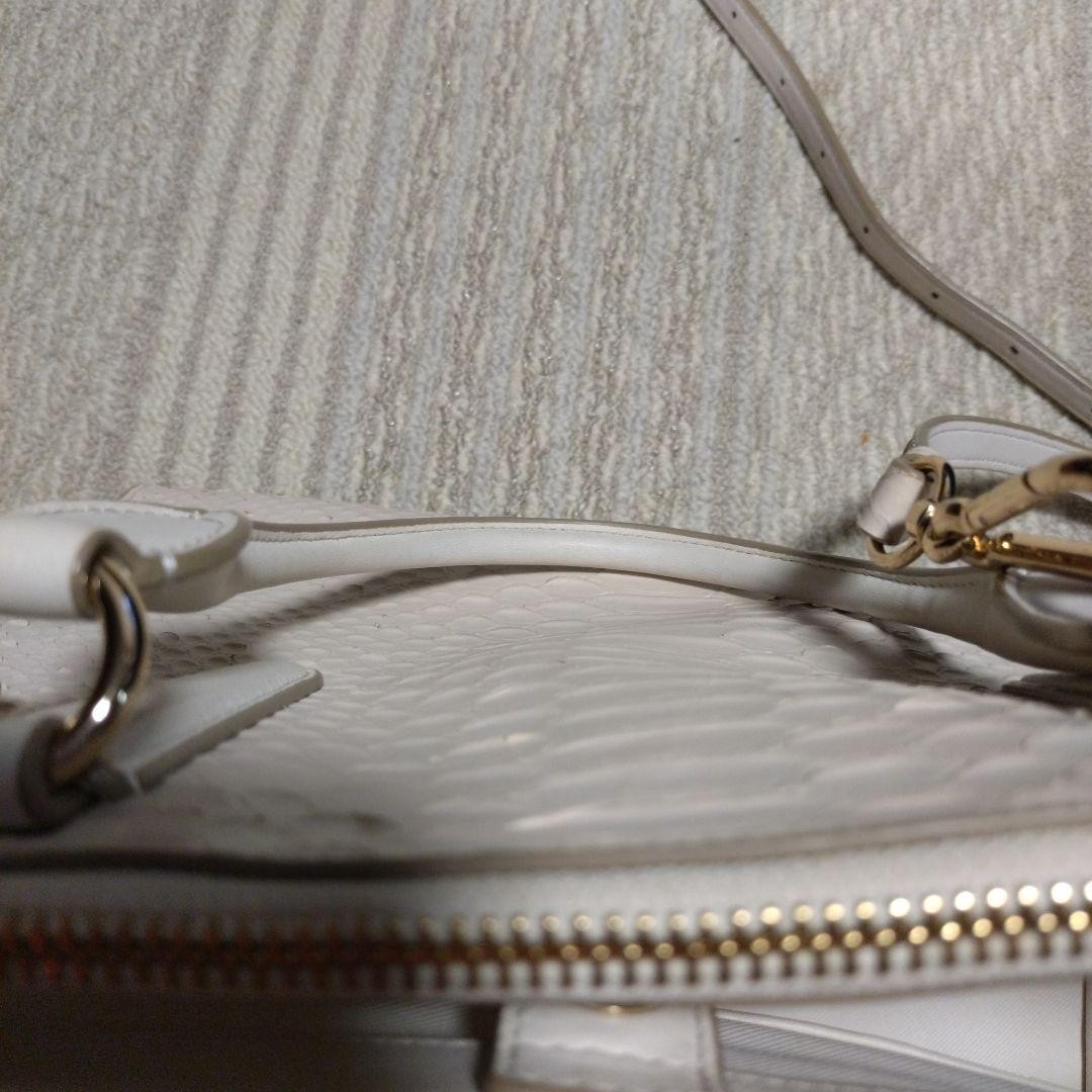 COACH 2way handbag python embossed white leather … - image 12