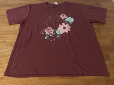 Modern Lux celestial Sun Floral T-Shirt Red Women’s Size 1x/2x