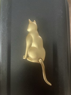  ''JJ'' Jonette Jewelry Gold Tone Movable Wagging Tail Cat Pin Brooch   