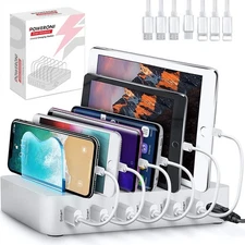 Poweroni USB Charging Dock ,6-Port-Fast Charging Station Multiple Devices Apple