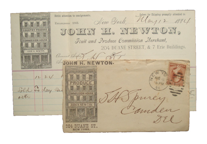 US SC 203  DUANE. ST N.Y ADVERTISING POSTAL COVER HISTORY 1884