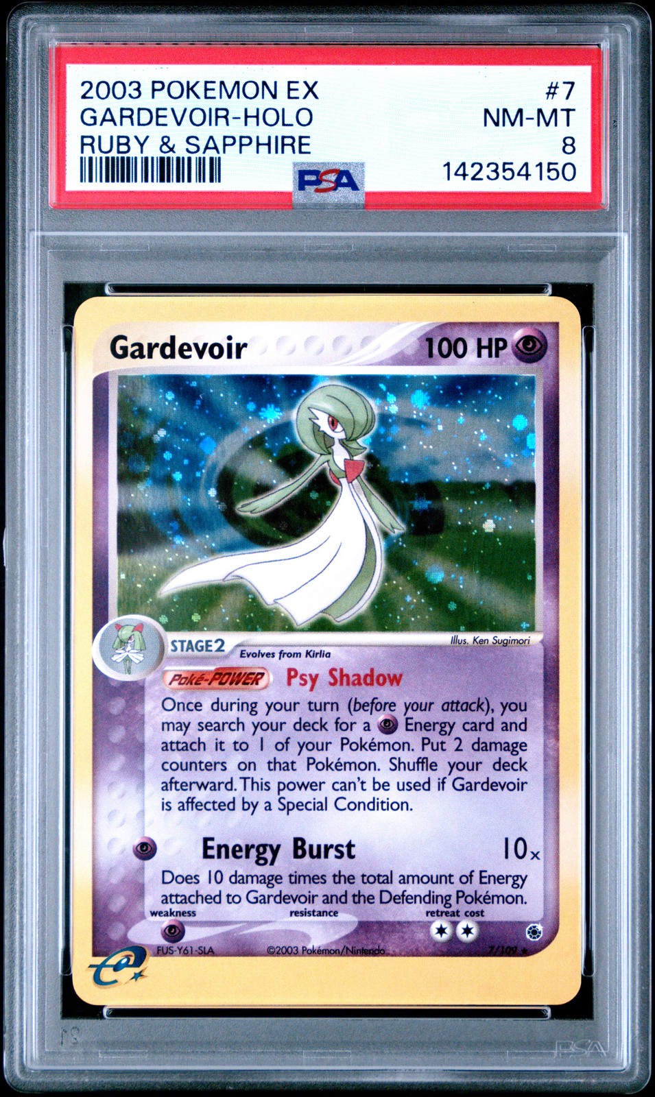 2003 POKEMON EX RUBY & SAPPHIRE #7 GARDEVOIR-HOLO PSA 8