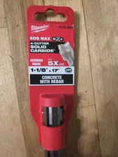 Milwaukee  48-20-3964 MX4 4-Cutter SDS MAX Rotary Hammer Drill Bit 1-1/8" X 17"