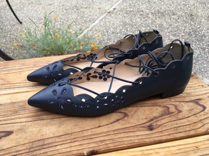 navy blue lace flats