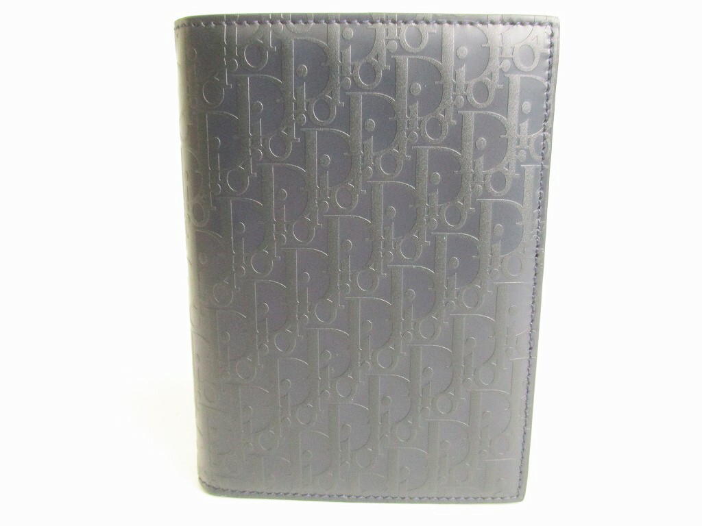 Auth Christian Dior Navy Blue Leather Passport Holder