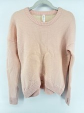 Lululemon Sz6 Pink Merino Wool Yogi Crew Sweater Side Zips 118