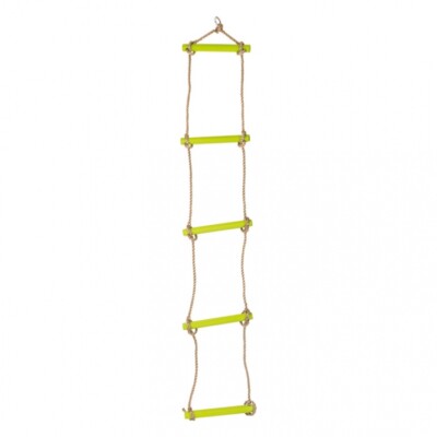 Just Fun Scala Di Corda Per Bambini Con 5 Pioli In Plastica Colorata - Altezza Regolabile 2,25-2,55 M - Gioco Da Arrampicata Per Giardino - 4