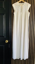 vintage Nightgown Midi robe Slip On Beautiful Lace Details With Tie, Excellent