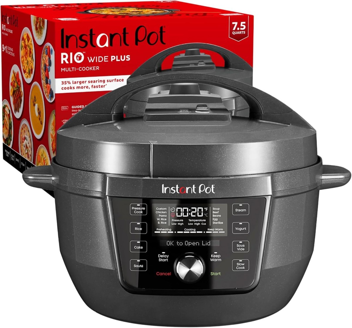 Instant Pot RIO Wide Plus, Quarts 35% Larger Cooking Surface