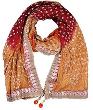 Women's Silk Jaipuri Rajasthani Bandhani Bandhej Heavy Dupatta with Gota Work