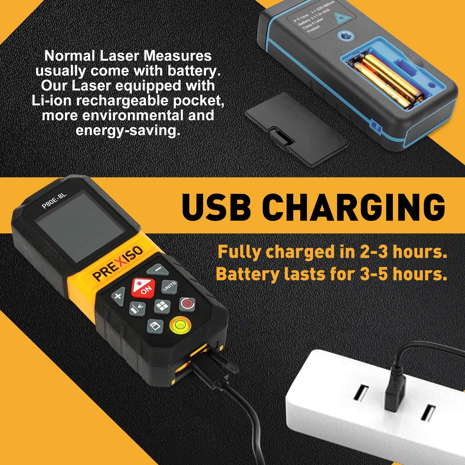 Laser Measure 265ft Rechargeable Laser Distance Meter With Multimeasurement Unit