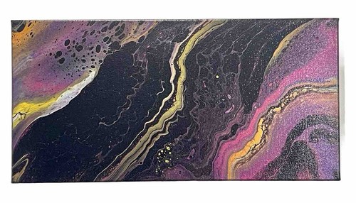 Original Abstrakte Acryl Fluid Art Malerei 10""x20"" signierte Leinwand Moderne KUNST - Bild 5 von 12