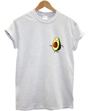 Avocado Pocket T-Shirt Proud Walking Funny Cartoon Cute Vegan Tshirt Shirt L86