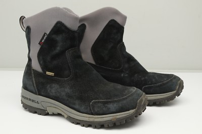Merrell Womens Waterproof Boots 8 Black Gray Suede  display picture 3
