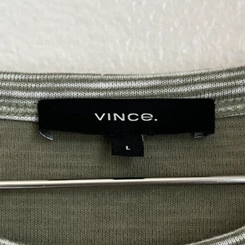 Vince Hombre Desteñido por el Sol Doble Punto Crew Manga Larga en Verde Oliva Talla GRANDE Foto 4 de 4