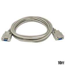 10ft Serial RS232 DB9 DB 9 9-Pin COM Port Female to Female F/F Molded Cable
