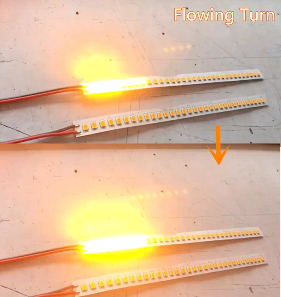 2pcs 7" 32 LED Amber Car Door Mirror Sequential Flowing Turn Signal Light Strip - Image 3 of 4