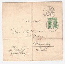 Schweiz Streifband Banderole 5 Rp. 1913 Drucksache von Wynau n. Wittenberg Halle