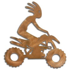 Kokopelli Quad Yard Art, Metal Sculpture, Rust Finish, Made in the USA, NEW