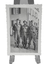 WW2 Era Photo U.S. Army Officers In Front Of Building