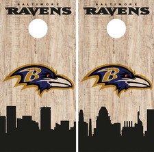 Baltimore Ravens Cornhole Wrap NFL Game City Skyline Skin Vinyl Decal Set CO857