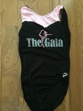 Girl's GK Elite The Gala Black and Pink Gymnastics Leo - Adult S-EUC