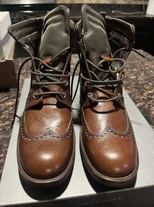 Antonio Maurizi Men’s 10 Italian Leather Side Zip Buckle Ankle Boots Cognac Antonio Maurizi Olimpiadi St.moritz Montana Depositato  main image 4