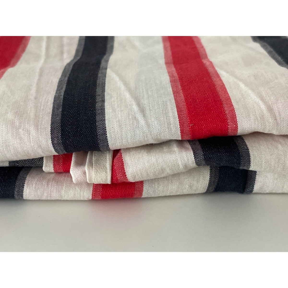 Fabric Red White Navy Stripe Quilting Sewing Cloth Cotton ~208 X