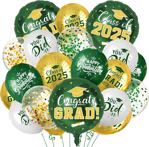 Green and Gold Graduation Balloons Graduation Decorations 2025, 51Pcs Grad Latex