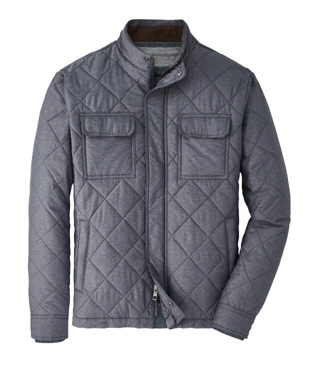 Peter Millar Men's Iron Gray Norfolk Quilted Full Zip Bomber